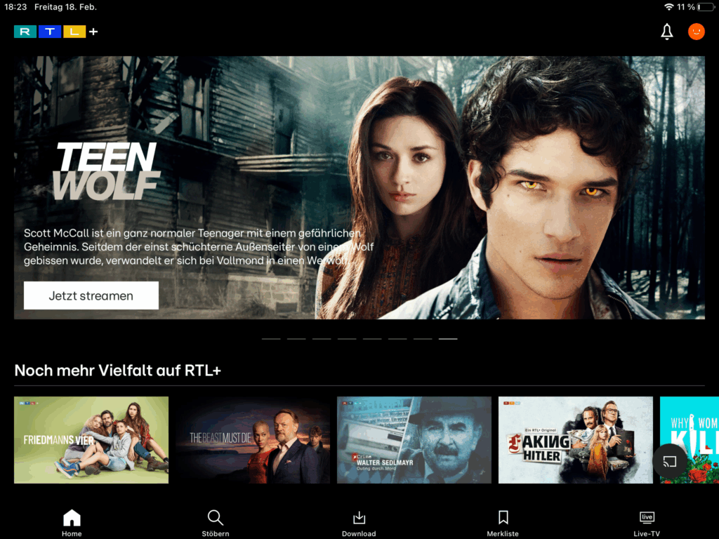 Screenshot: RTL+App