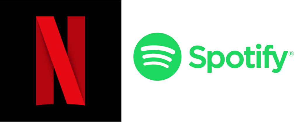 Logos: Netflix, Spotify Logos: Netflix, Spotify