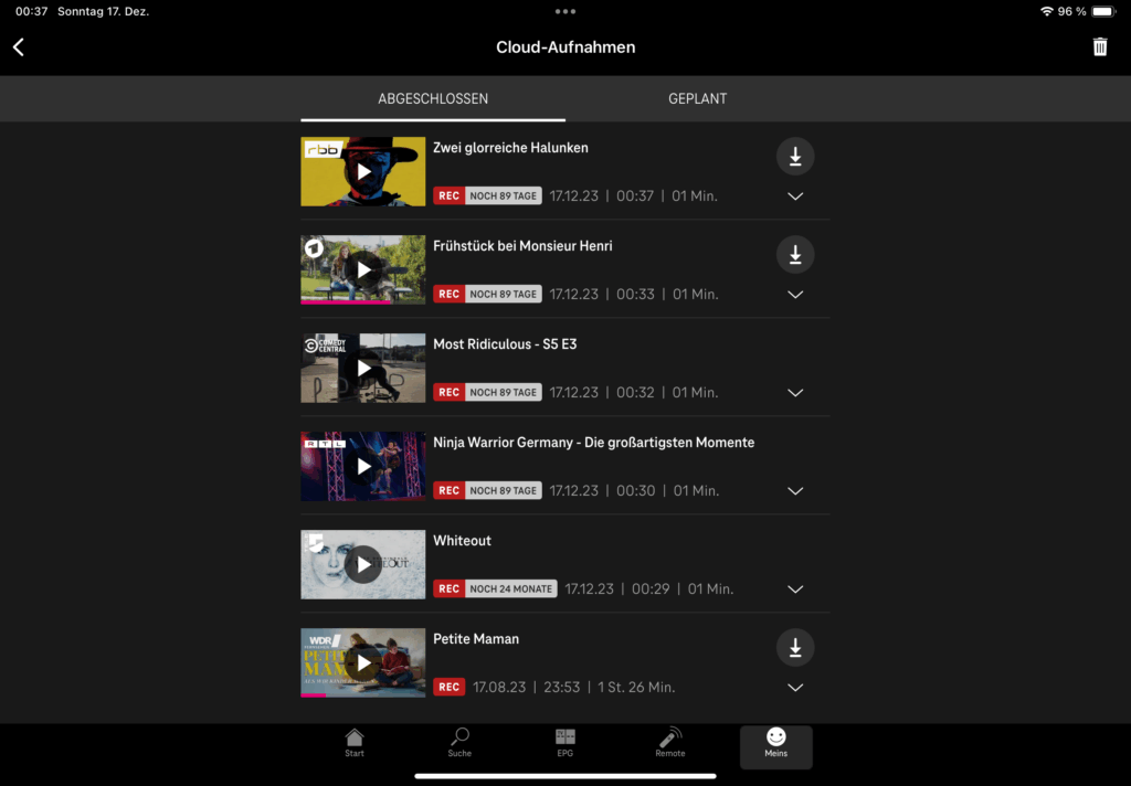 MagentaTV App auf iPad Air (4. Generation) / Screenshot: meinvodstream MagentaTV App auf iPad Air (4. Generation) / Screenshot: meinvodstream