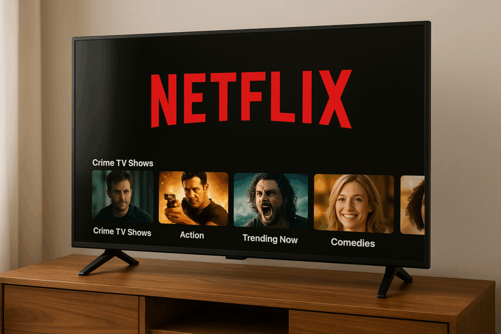 Netflix auf dem Fernseher, KI-generiertes Symbolbild / meinvodstream