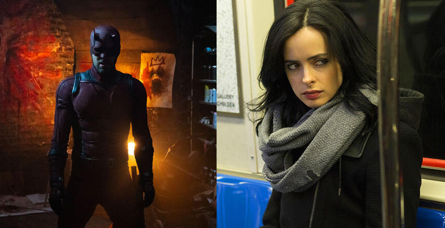 Charlie Cox als Daredevil (li.) / Disney+, Krysten Ritter als Jessica Jones (re.) / Netflix Charlie Cox als Daredevil (li.) / Disney+, Krysten Ritter als Jessica Jones (re.) / Netflix
