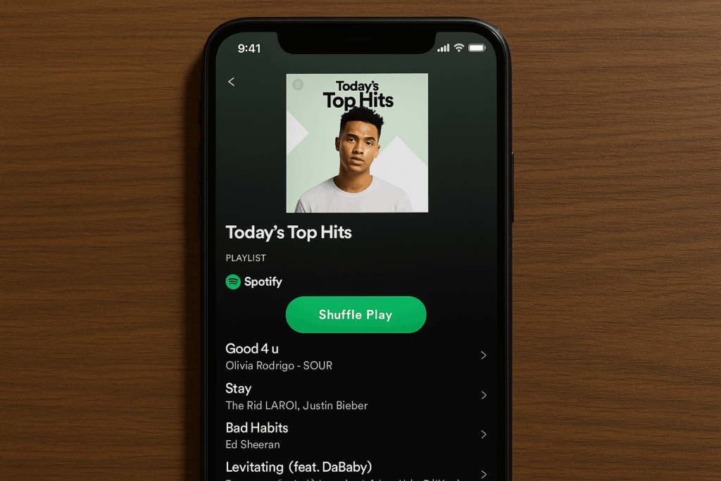 Spotify auf dem Smartphone / KI-generiertes Symbolbild: meinvodstream