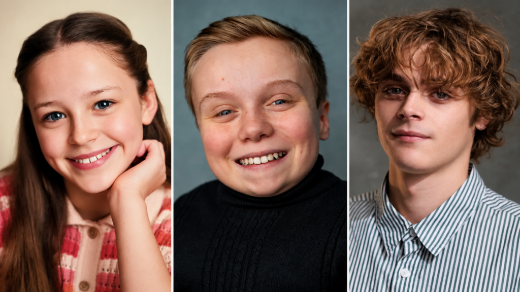 Bonnie Hill als Ginny Weasley (li.), Lenny Rush als Dobby (mi.), Billy Barratt als Tom Riddle (re.). / Photo Credits: YellowBelly / Emily Goldie / Nicholas Dawkes