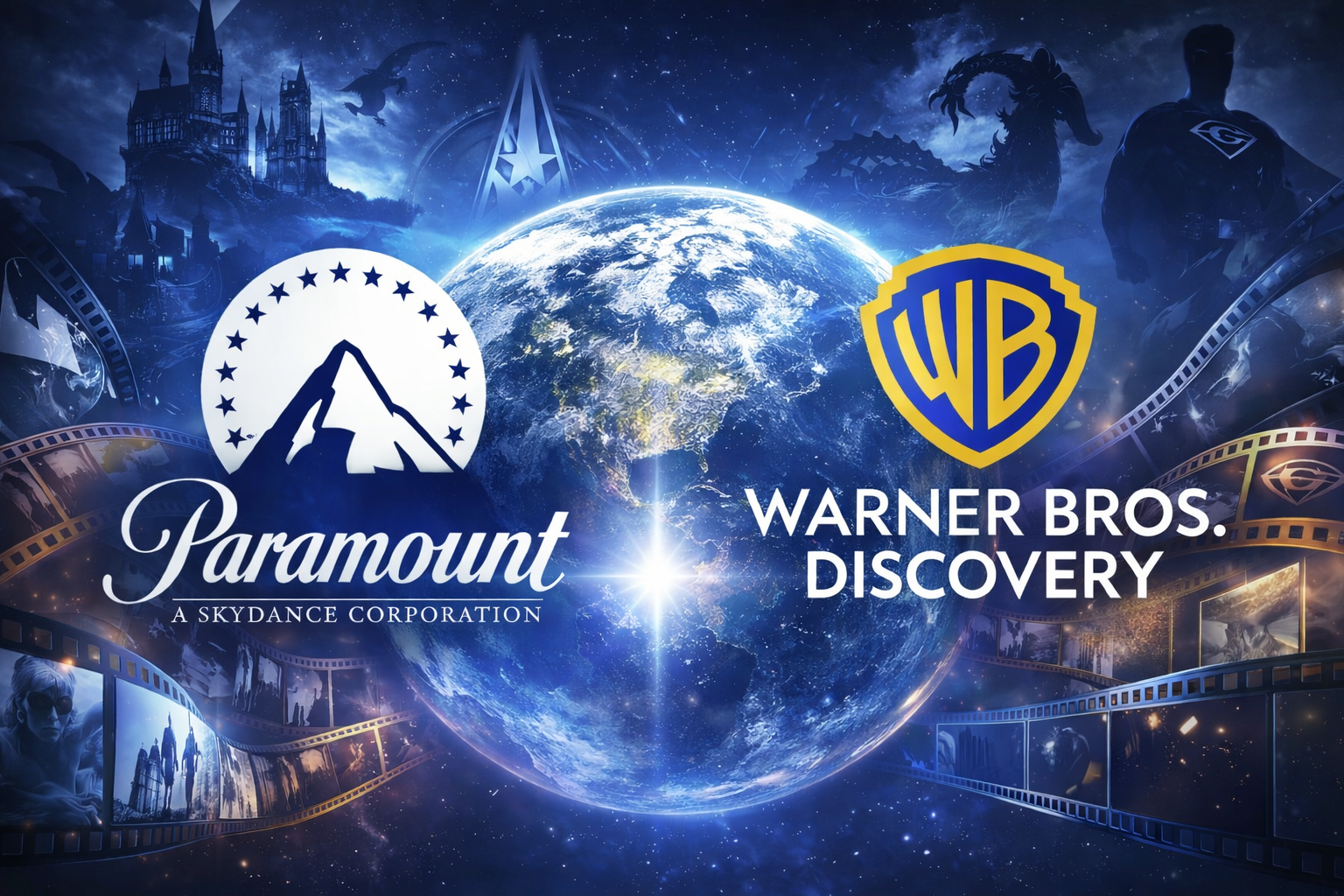 Globale Medienfusion: Paramount trifft Warner Bros. Discovery / Bildquelle: KI-generiert: ChatGPT Globale Medienfusion: Paramount trifft Warner Bros. Discovery / Bildquelle: KI-generiert: ChatGPT