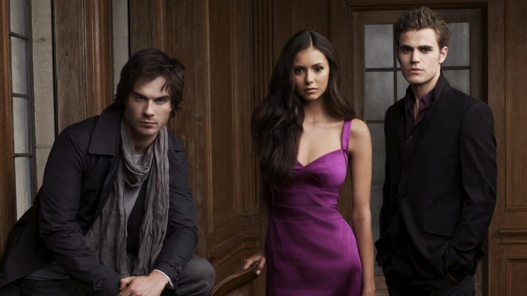 Ian Somerhalder (li.), Nina Dobrev (mi.) und Paul Wesley (re.) in „Vampire Diares“ / © The CW