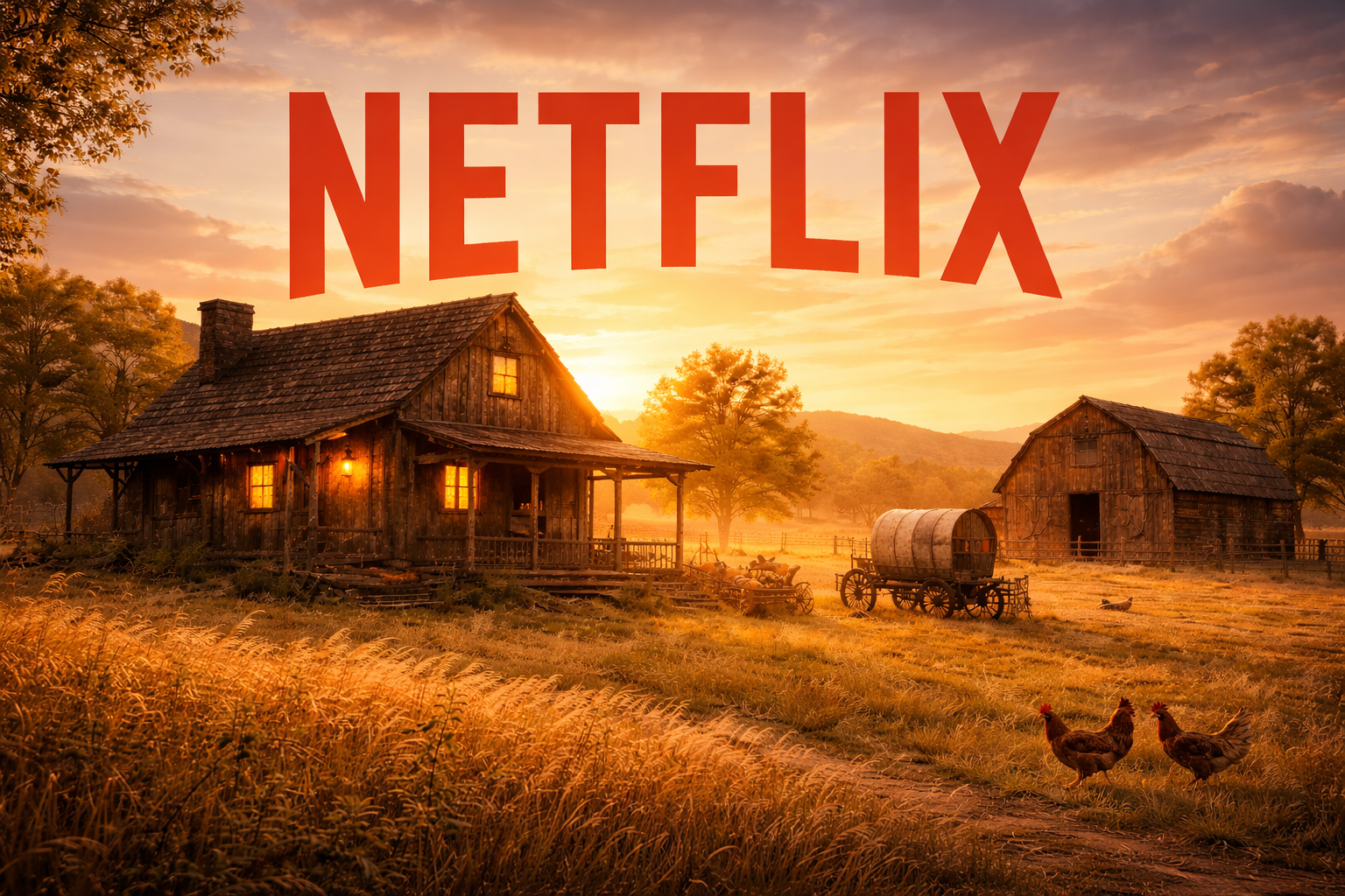 Ländliche Idylle mit Netflix Logo / Bildquelle: KI-generiert: ChatGPT
