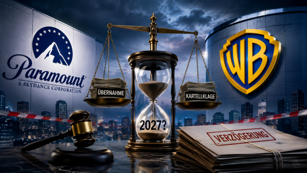 Die geplante Übernahme von Warner Bros. Discovery durch Paramount Skydance könnte sich aufgrund eines Gerichtsverfahrens deutlich verzögern. / Bildquelle: KI-generiert: ChatGPT Die geplante Übernahme von Warner Bros. Discovery durch Paramount Skydance könnte sich aufgrund eines Gerichtsverfahrens deutlich verzögern. / Bildquelle: KI-generiert: ChatGPT